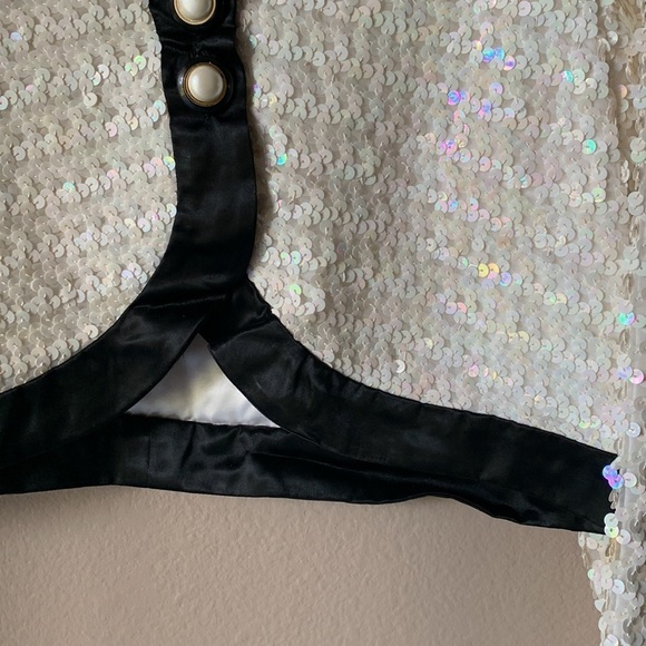 Cream Sequin Cropped Jacket - Picture 6 of 8